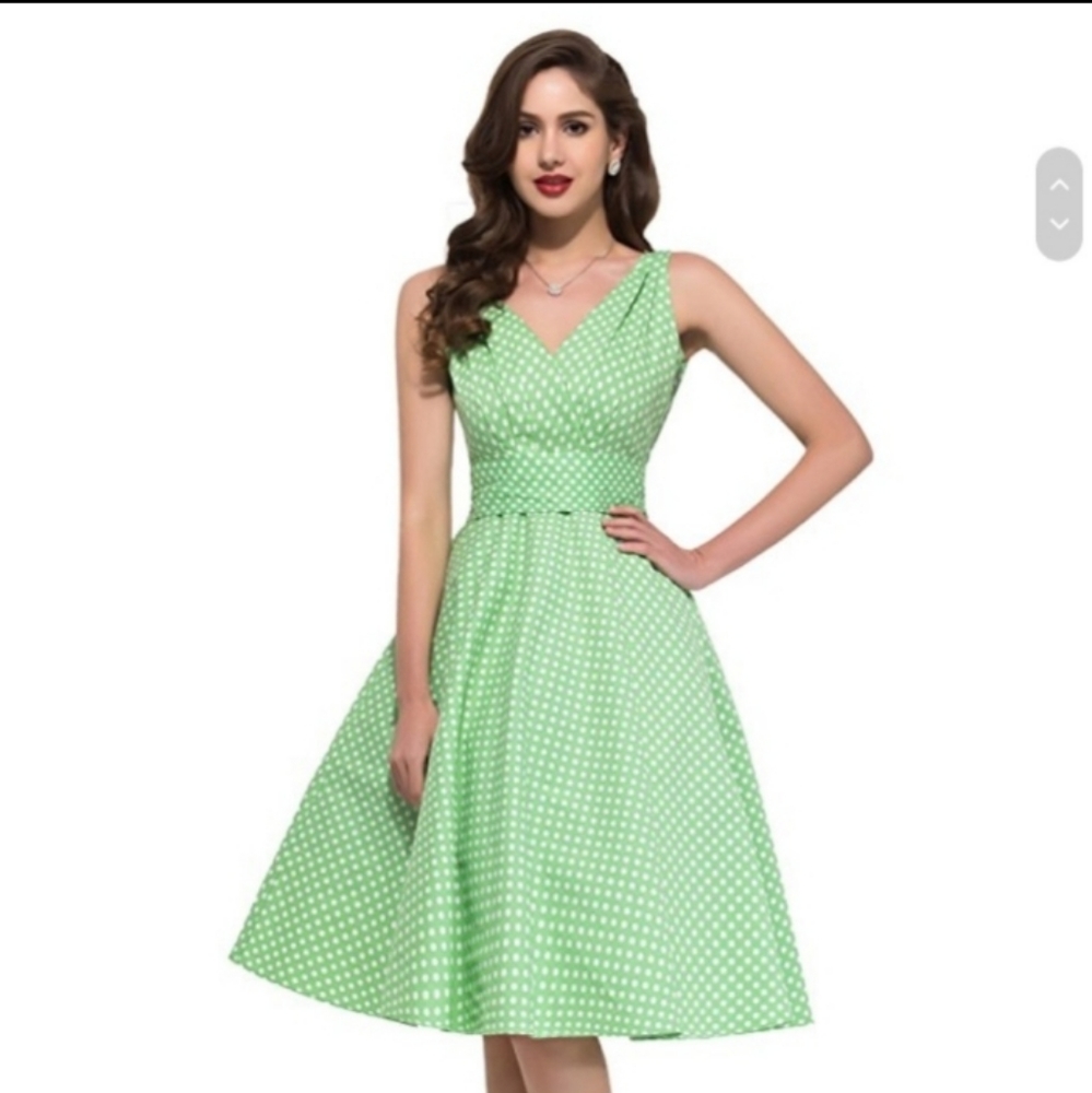 Grace Karin Polka Dot Pin Up Rockabilly Twirl Dress Sz XS